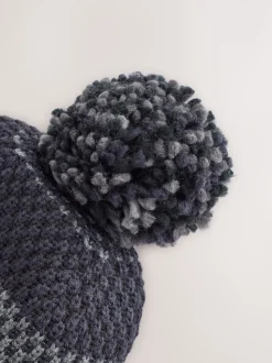 Donkerblauw - Stripe Bobble Hat