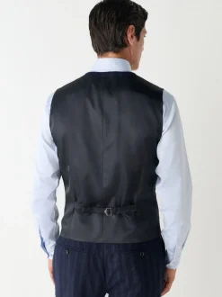 Donkerblauw - Striped Wool Blend Suit Waistcoat