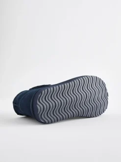 Donkerblauw - Suède enkellaarsjes met warme voering