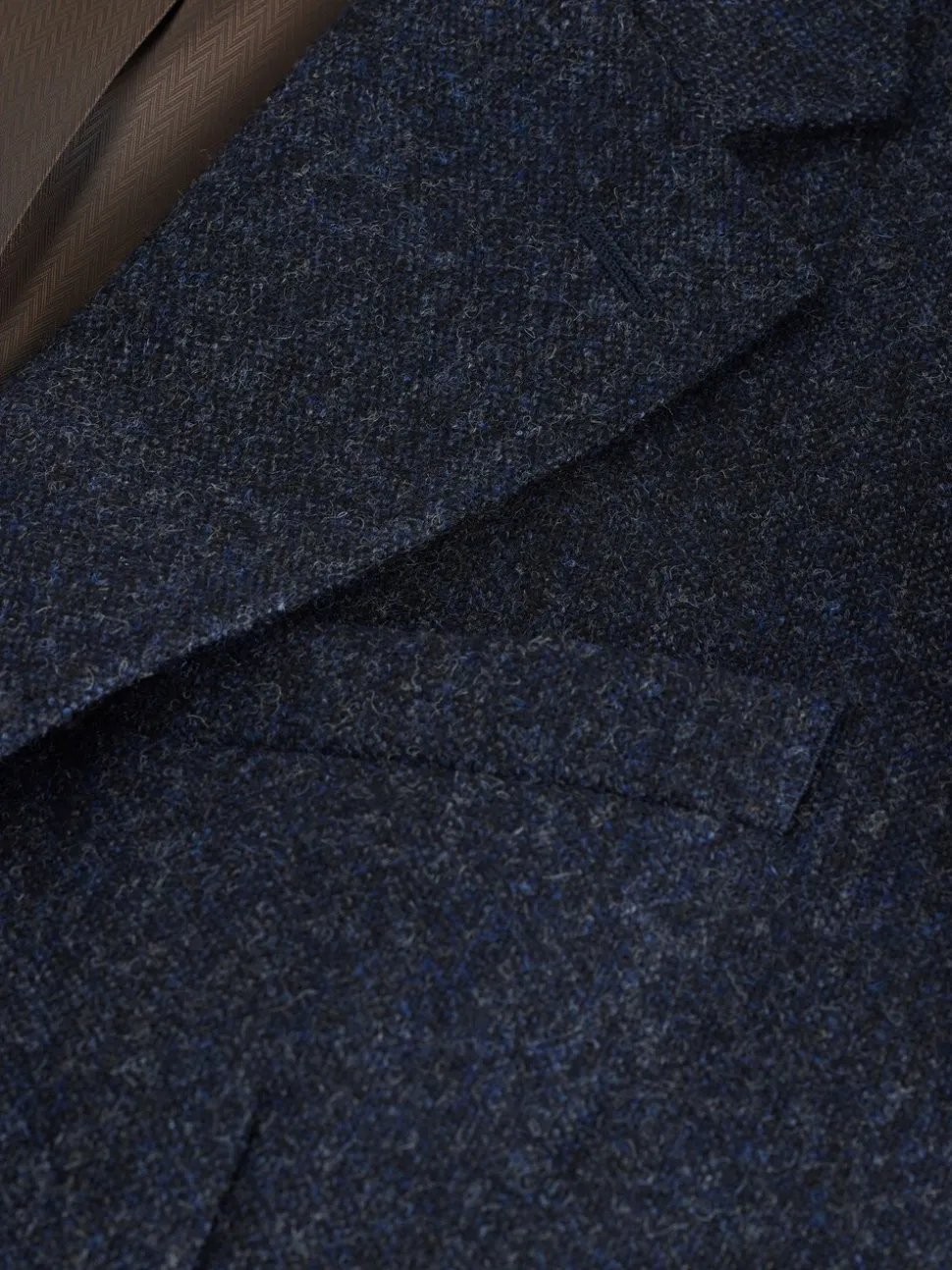 Donkerblauw - Tailored Fit Signature Abraham Moon 100% British Wool Donegal Suit Jacket
