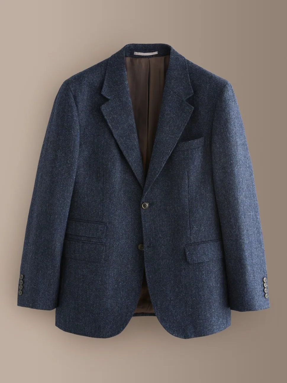 Donkerblauw - Tailored Fit Signature Abraham Moon 100% British Wool Donegal Suit Jacket