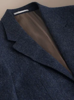 Donkerblauw - Tailored Fit Signature Abraham Moon 100% British Wool Donegal Suit Jacket