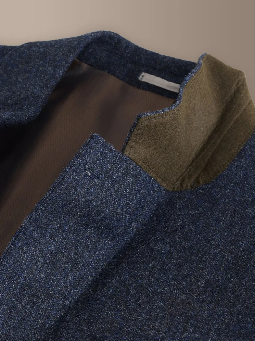 Donkerblauw - Tailored Fit Signature Abraham Moon 100% British Wool Donegal Suit Jacket