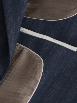 Donkerblauw - Tailored Fit Striped Wool Blend Suit Jacket