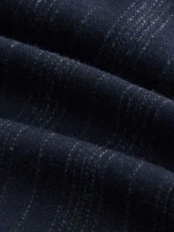 Donkerblauw - Tailored Fit Striped Wool Blend Suit Jacket