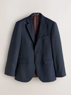 Donkerblauw - Tailored fit - Kostuum met textuur: colbert