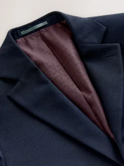 Donkerblauw - Tailored fit - Kostuum met textuur: colbert