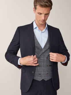 Donkerblauw - Tailored fit - Kostuum met twee knopen: colbert