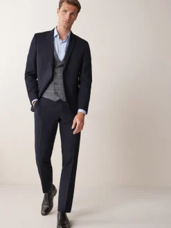 Donkerblauw - Tailored fit - Kostuum met twee knopen: colbert