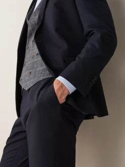 Donkerblauw - Tailored fit - Kostuum met twee knopen: colbert
