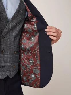 Donkerblauw - Tailored fit - Kostuum met twee knopen: colbert