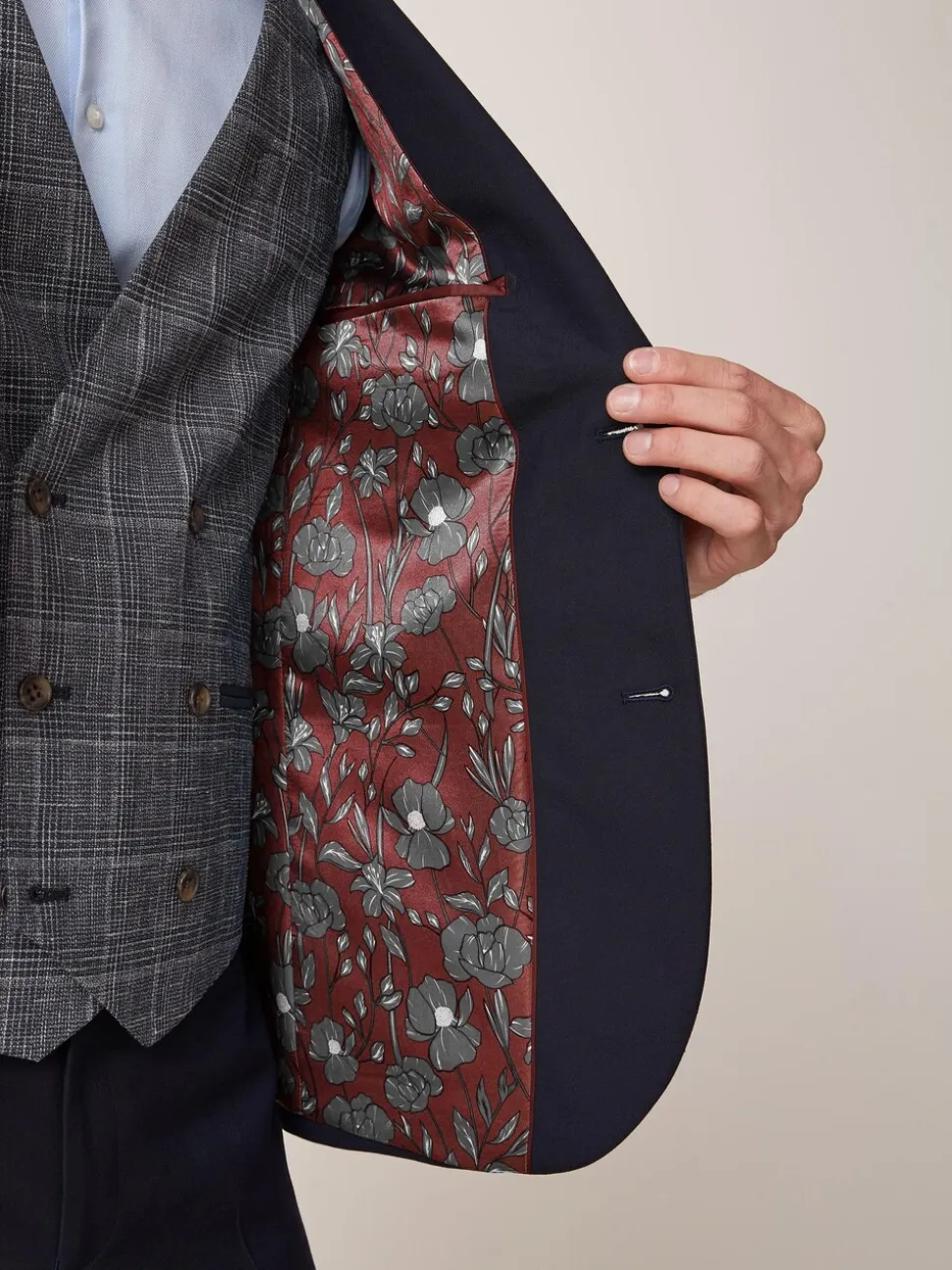 Donkerblauw - Tailored fit - Kostuum met twee knopen: colbert