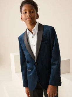 Donkerblauw - Textured Velvet Blazer (3-16yrs)