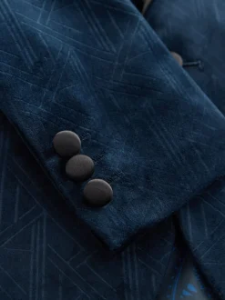 Donkerblauw - Textured Velvet Blazer (3-16yrs)