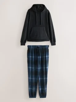 Donkerblauw - Thermal Fleece Bottoms Long Sleeve Hoodies Set
