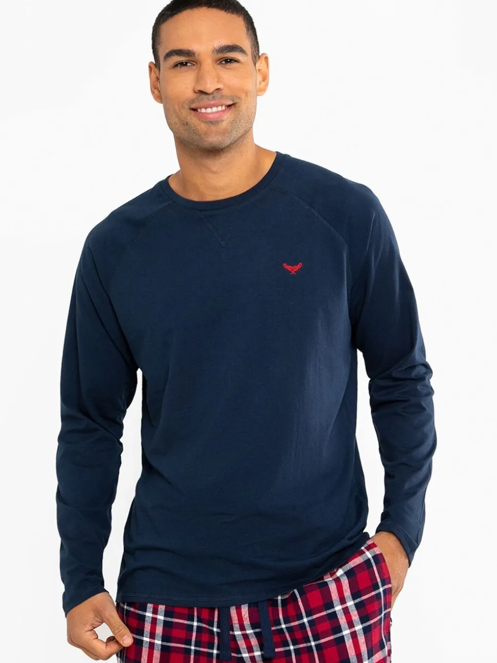 Donkerblauw - Threadbare - Pyjamaset van gemengde stoffen met lange mouwen