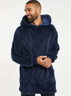Donkerblauw - Threadbare Borg oversized loungehoodie