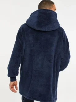 Donkerblauw - Threadbare Borg oversized loungehoodie