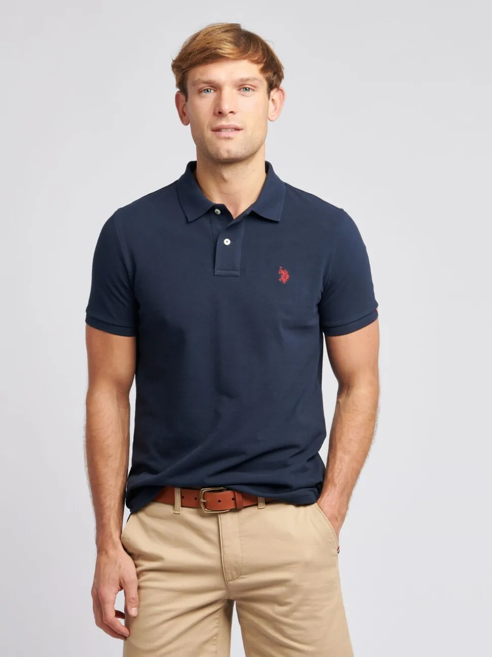 Donkerblauw - U.S. Polo Assn. Piqué poloshirt met normale pasvorm van 100% katoen