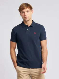 Donkerblauw - U.S. Polo Assn. Piqué poloshirt met normale pasvorm van 100% katoen