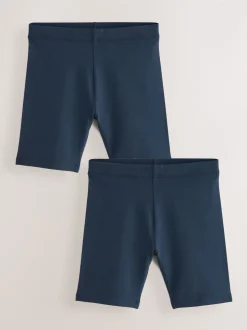 Donkerblauw - Verpakking van 2 stretchy fietsshorts met hoog katoengehalte (3-16jr)