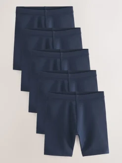 Donkerblauw - Verpakking van 5 stretchy fietsshorts met hoog katoengehalte (3-16jr)