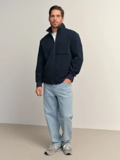 Donkerblauw - Volledig doorlopende rits - Borg Fleece