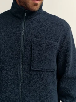 Donkerblauw - Volledig doorlopende rits - Borg Fleece