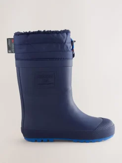 Donkerblauw - Warme gevoerde regenlaarzen met rand