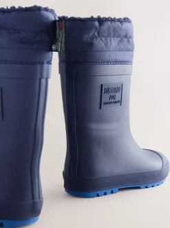 Donkerblauw - Warme gevoerde regenlaarzen met rand