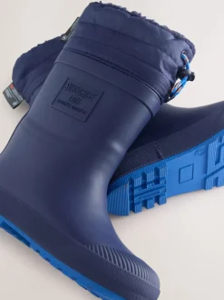 Donkerblauw - Warme gevoerde regenlaarzen met rand