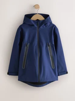 Donkerblauw - Waterdichte jas met fleece voering en capuchon (3-17jr)
