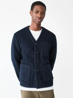 Donkerblauw - Wool Look Fleece Cardigan