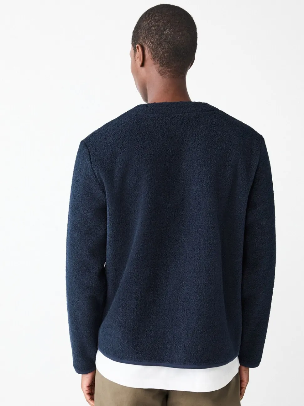 Donkerblauw - Wool Look Fleece Cardigan