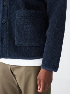 Donkerblauw - Wool Look Fleece Cardigan