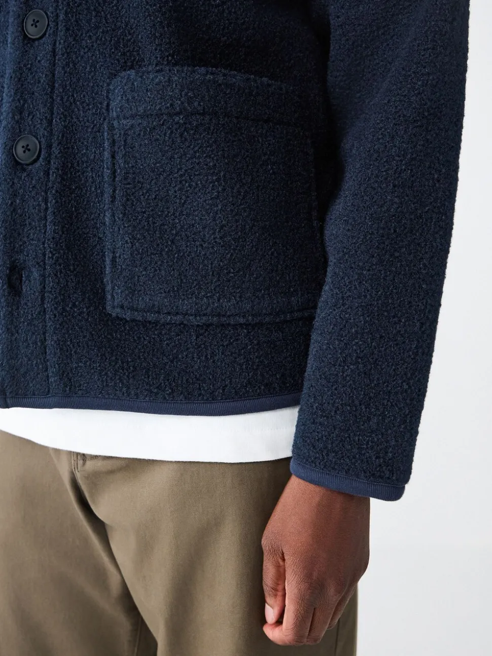 Donkerblauw - Wool Look Fleece Cardigan