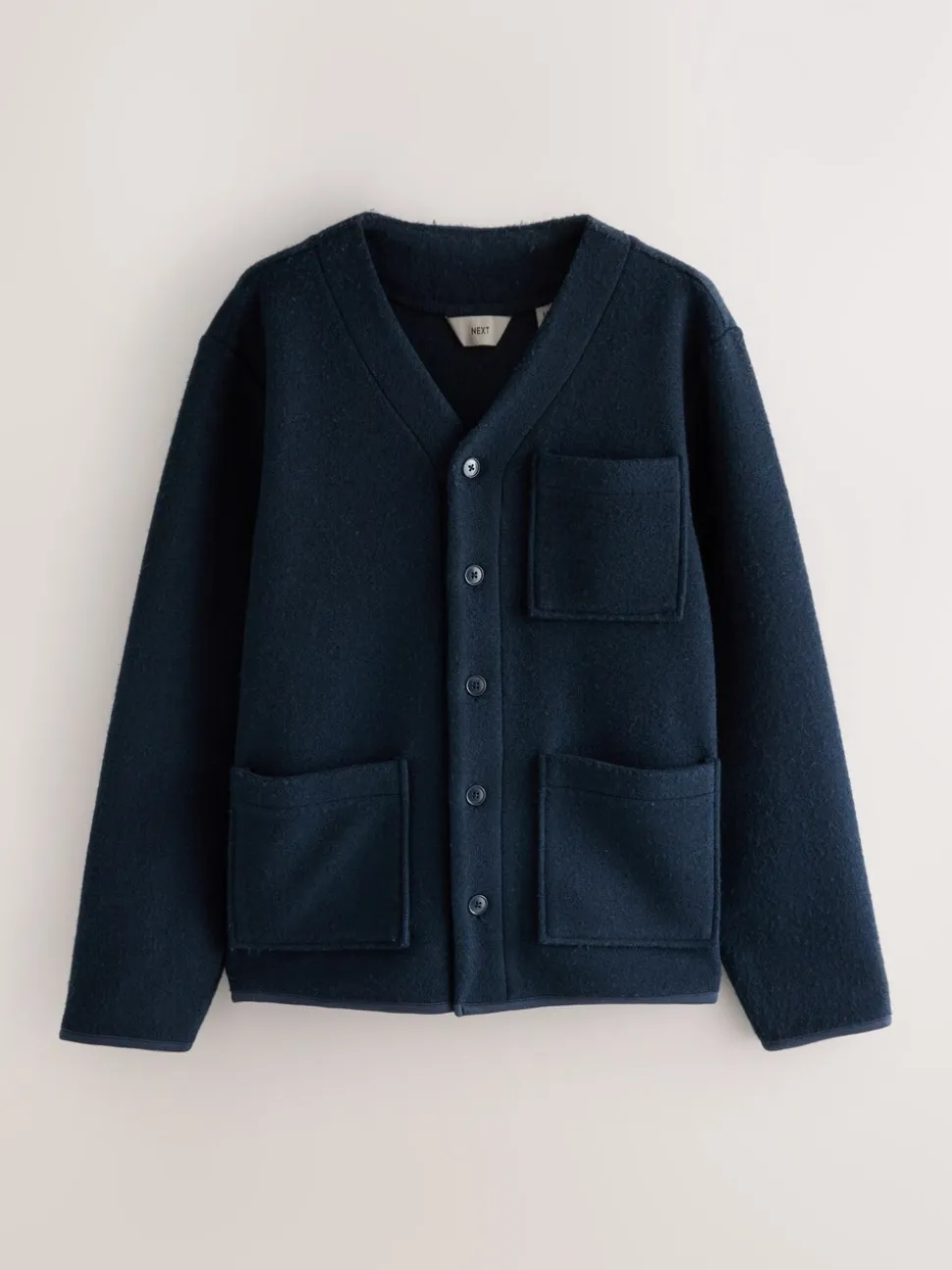 Donkerblauw - Wool Look Fleece Cardigan