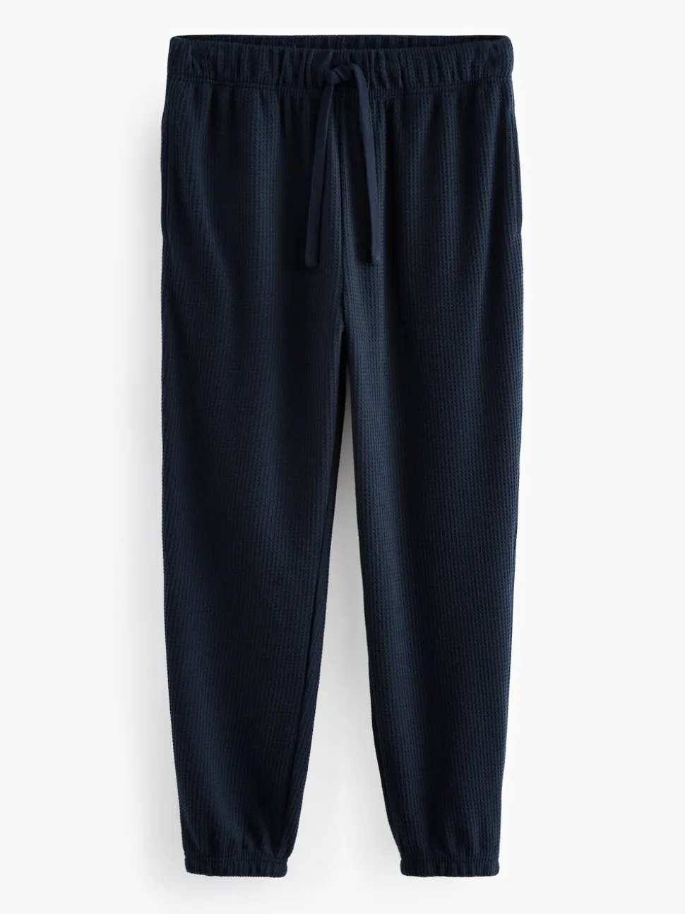 Donkerblauw - Zachte pyjama met top met wafeldessin en lange mouwen