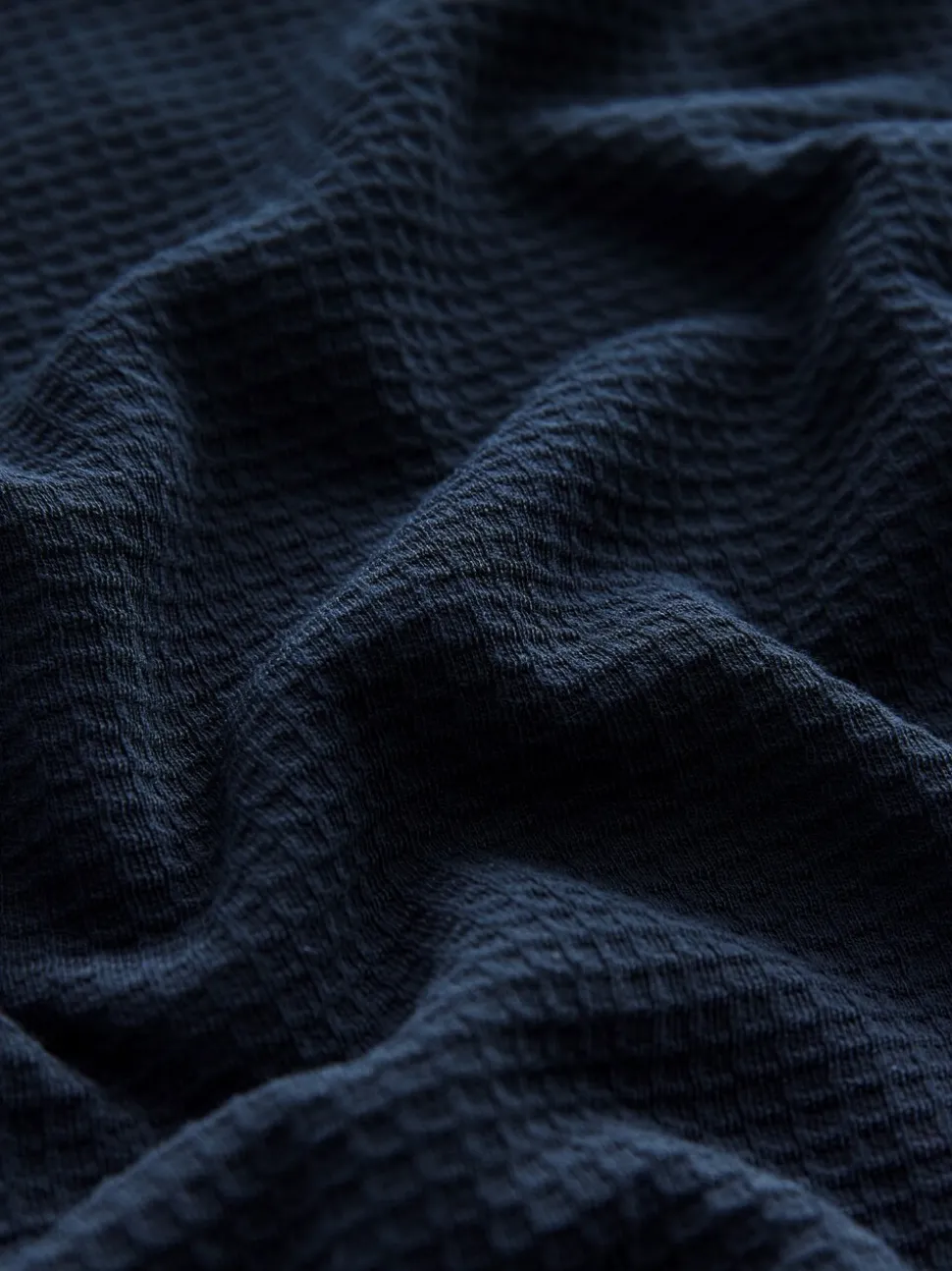 Donkerblauw - Zachte pyjama met top met wafeldessin en lange mouwen