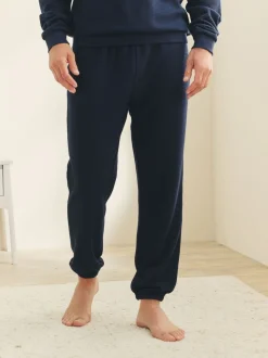 Donkerblauw - Zachte pyjama met top met wafeldessin en lange mouwen