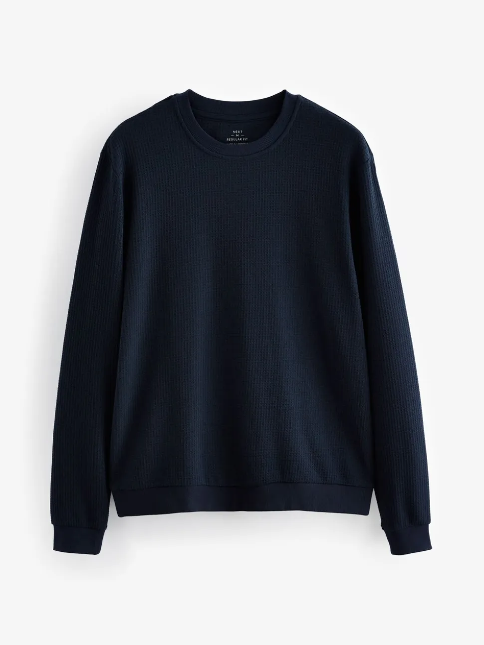 Donkerblauw - Zachte pyjama met top met wafeldessin en lange mouwen