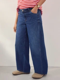 Donkerblauw - Zwangerschapsjeans met wijde pijpen van 100% katoen