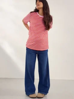 Donkerblauw - Zwangerschapsjeans met wijde pijpen van 100% katoen