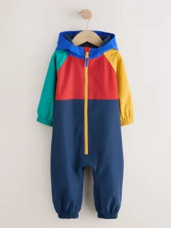 Donkerblauw colourblocking - Waterdicht regenpak met fleecevoering (3 mnd-7 jr)
