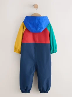Donkerblauw colourblocking - Waterdicht regenpak met fleecevoering (3 mnd-7 jr)