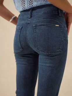 Donkerblauw denim - Figuurvormende slim jeans