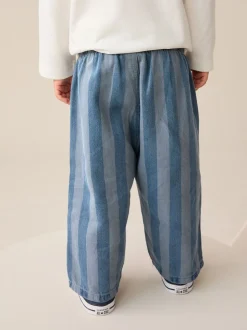 Donkerblauw gestreept - Wijde broek met elastische taille (3mnd-7jr)
