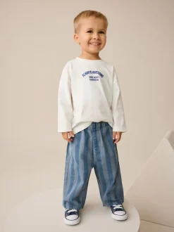 Donkerblauw gestreept - Wijde broek met elastische taille (3mnd-7jr)