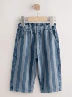 Donkerblauw gestreept - Wijde broek met elastische taille (3mnd-7jr)