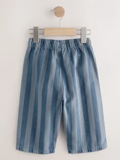 Donkerblauw gestreept - Wijde broek met elastische taille (3mnd-7jr)